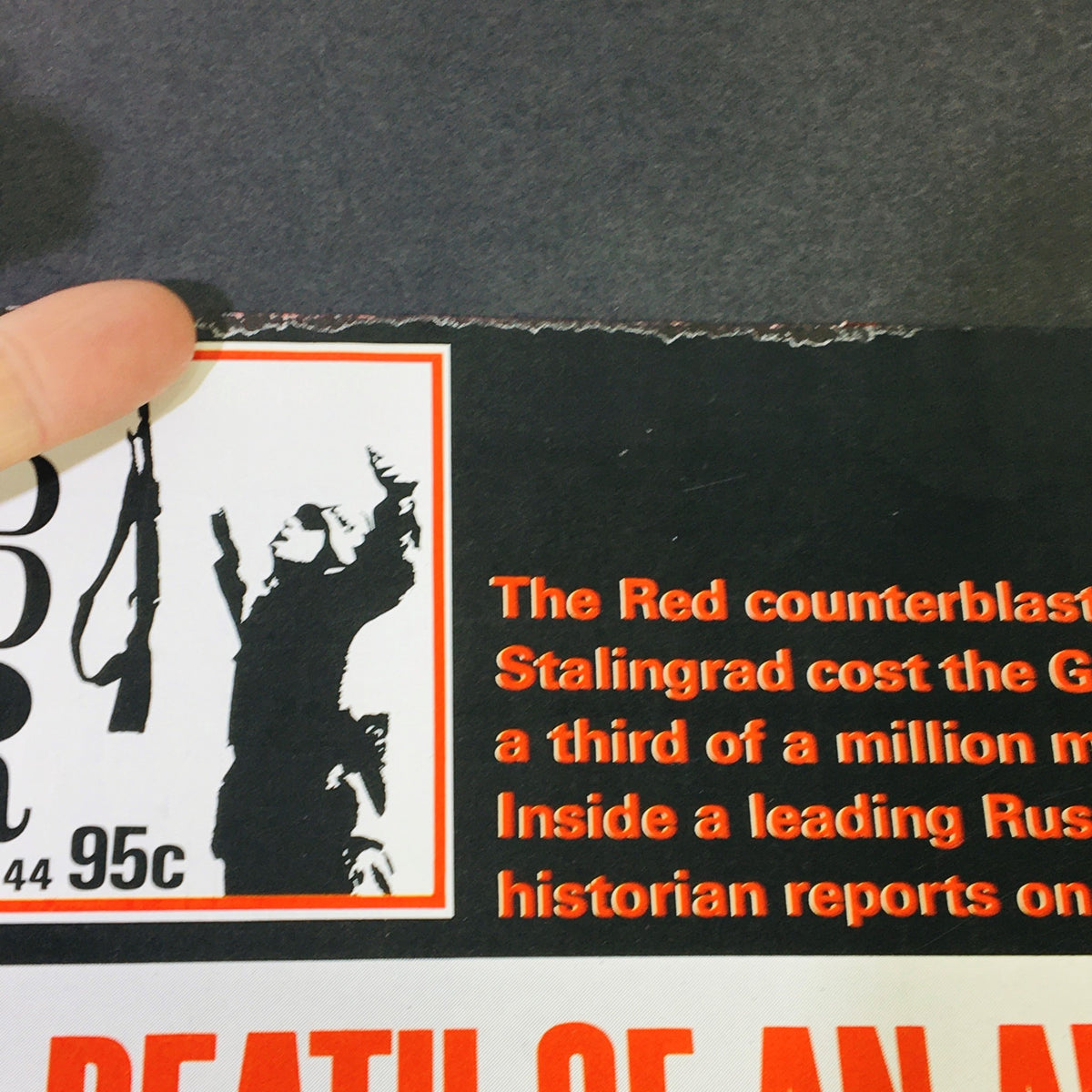 Close-up of the VTG History of the Second World War Part 44 1974 - Factory for Extermination magazine, highlighting the edge wear and details of the cover.