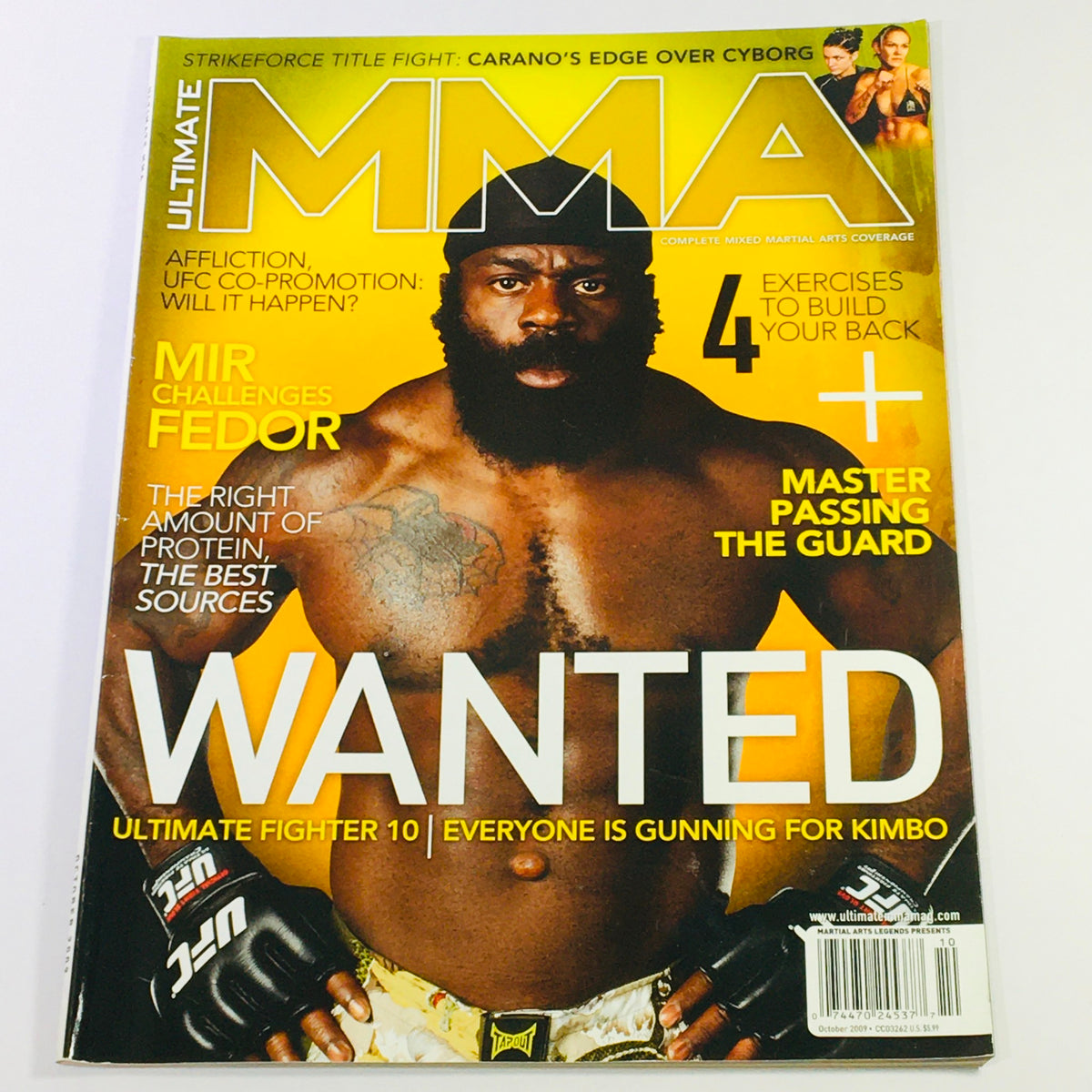 Ultimate MMA Magazine October 2009 featuring Kimbo Slice on the cover, showcasing the excitement of mixed martial arts and highlighting iconic fighters.