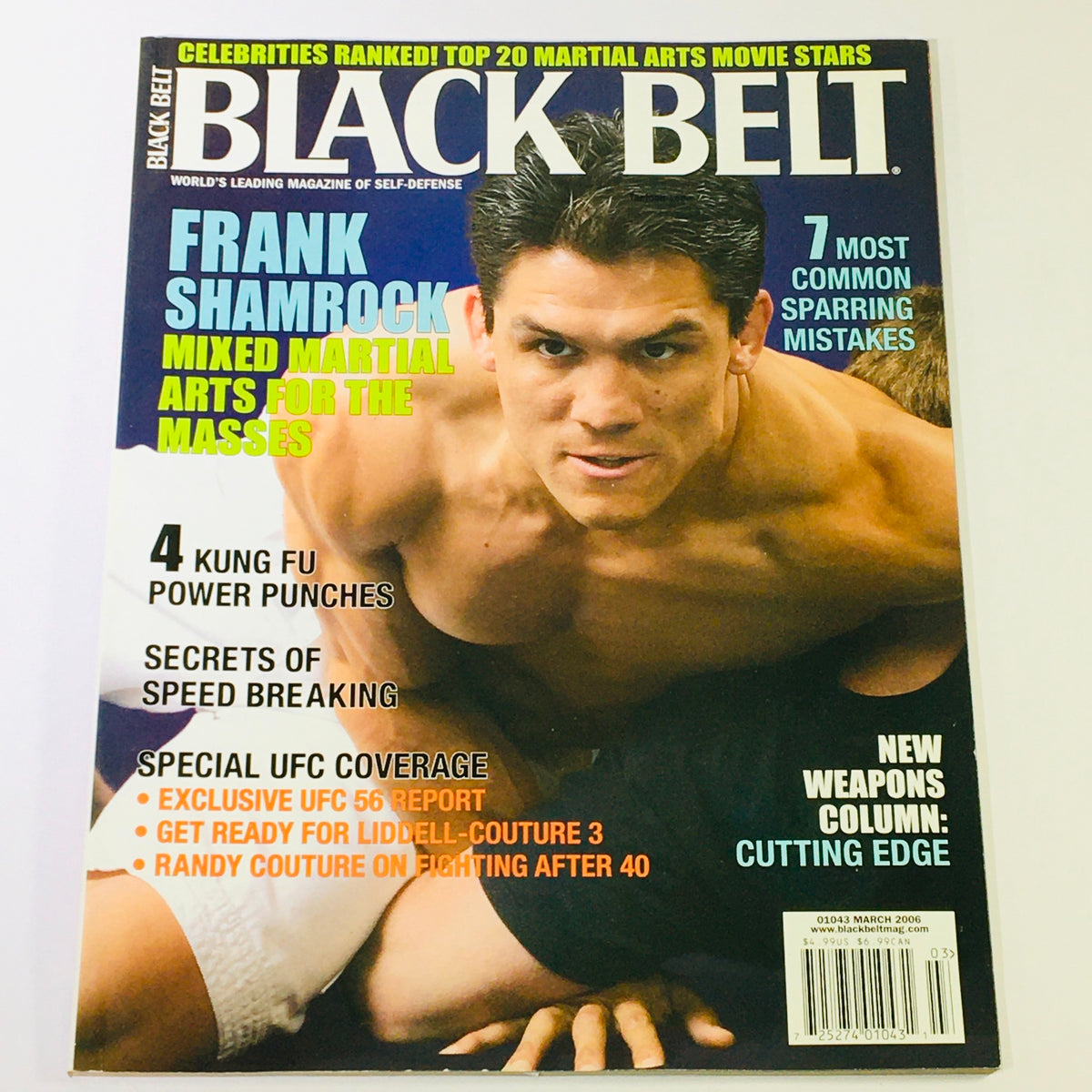 Cover of Black Belt Magazine March 2006 featuring Frank Shamrock, highlighting mixed martial arts for the masses with articles on kung fu techniques, special UFC coverage, and common sparring mistakes.
