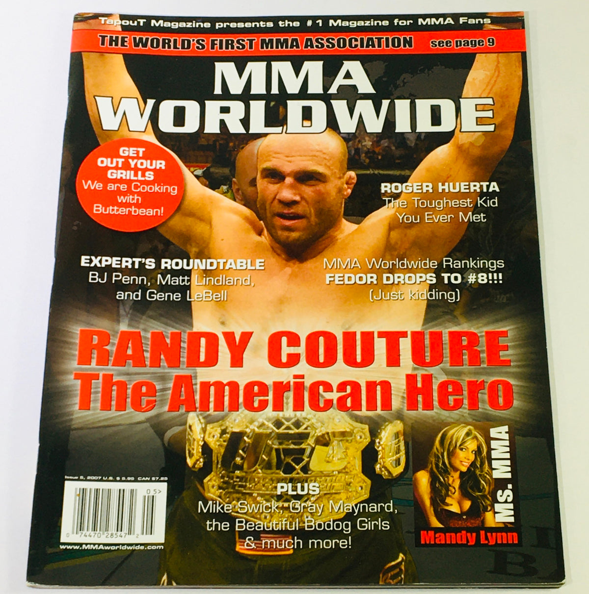 MMA Worldwide Magazine 2007 #5 featuring cover art with Randy Couture, BJ Penn, and other MMA legends, showcasing a pivotal moment in mixed martial arts history.
