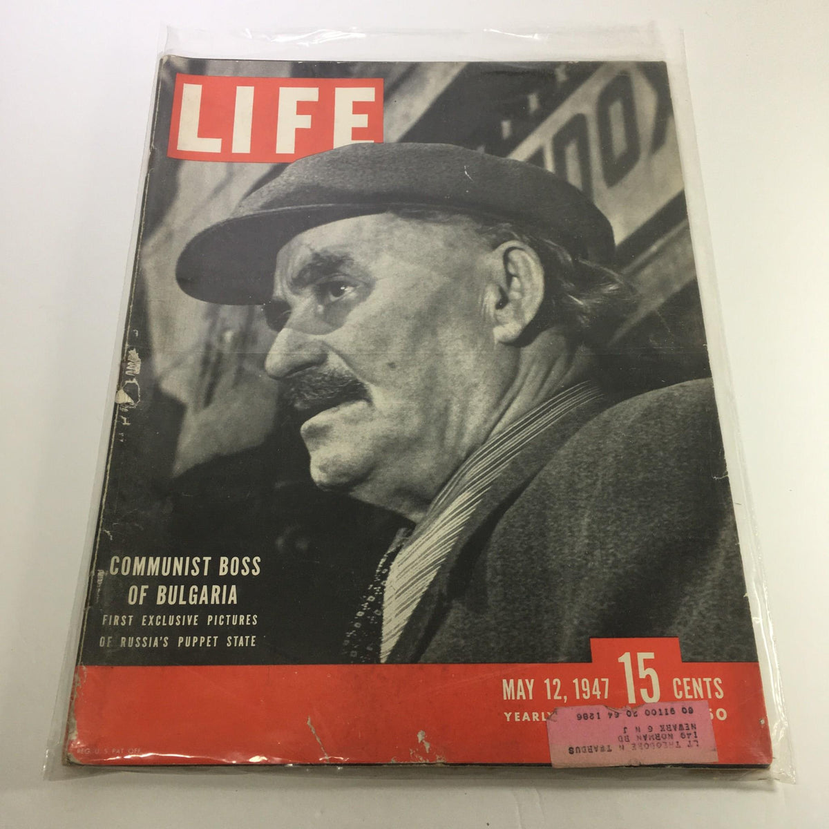 Cover of Life Magazine from May 12, 1947 featuring 'Communist Boss Bulgaria' with a photo depicting the political atmosphere of Russia's puppet state. This vintage magazine explores historical insights from the post-World War II era.