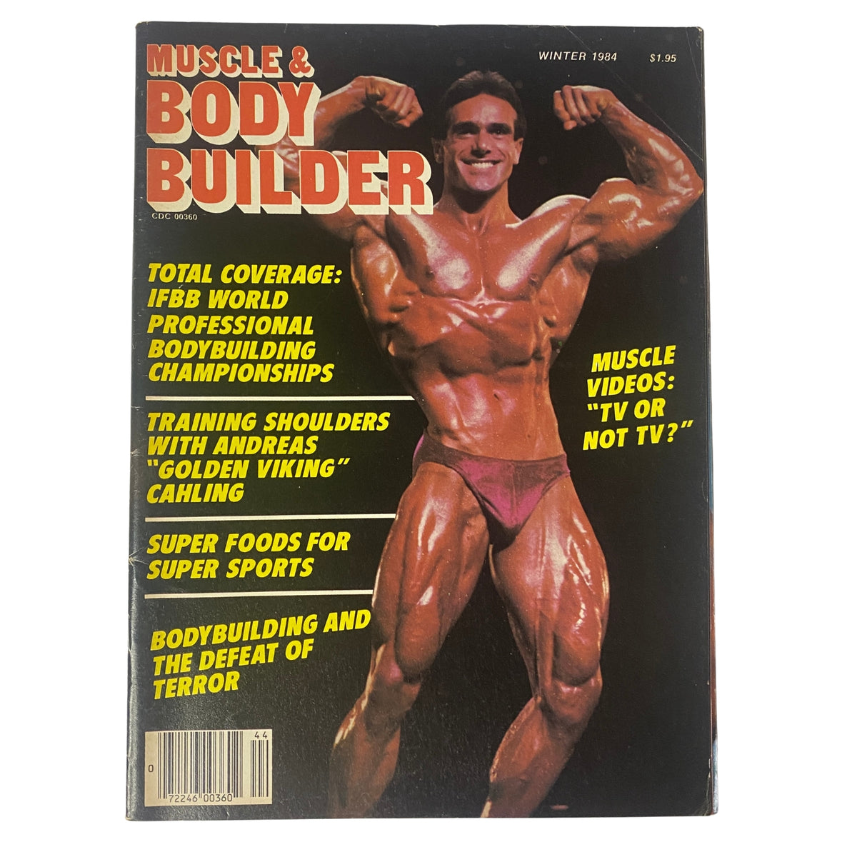 Cover of Muscle & Bodybuilder Magazine September 1984 featuring John Terilli in posing trunks with muscular physique highlights.