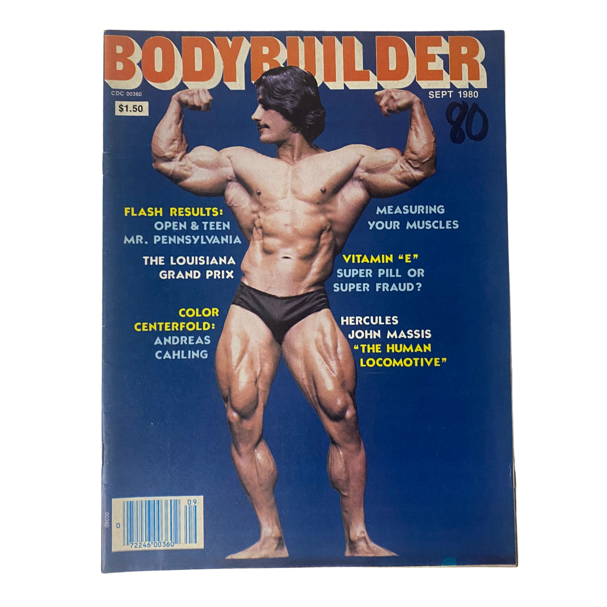 Bodybuilder Magazine September 1980 featuring Andreas Cahling on the cover, showcasing a muscular male bodybuilder in a posing stance, capturing the essence of fitness and bodybuilding culture.