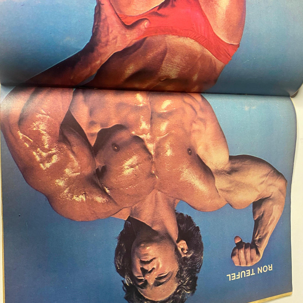Color centerfold of Ron Teufel from Bodybuilder Magazine May 1980, displaying a prominent bodybuilder pose, valuable for fans of bodybuilding history.