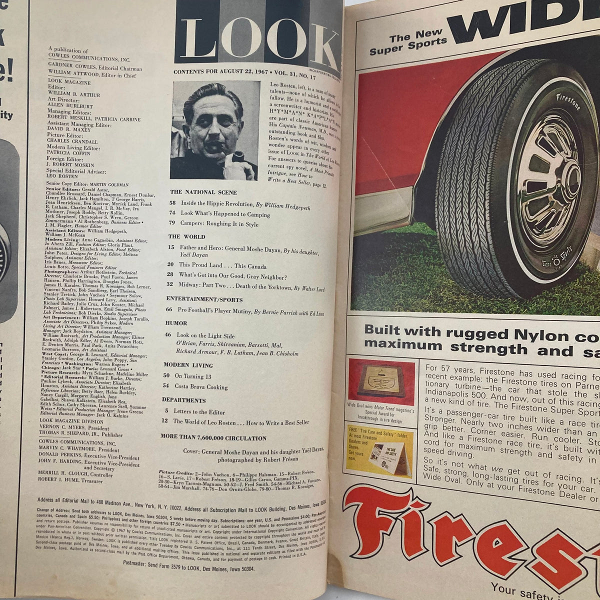 Inside content page of VTG Look Magazine, August 22, 1967, Vol 31 No. 17, listing articles and features from the issue, capturing the essence of the era.