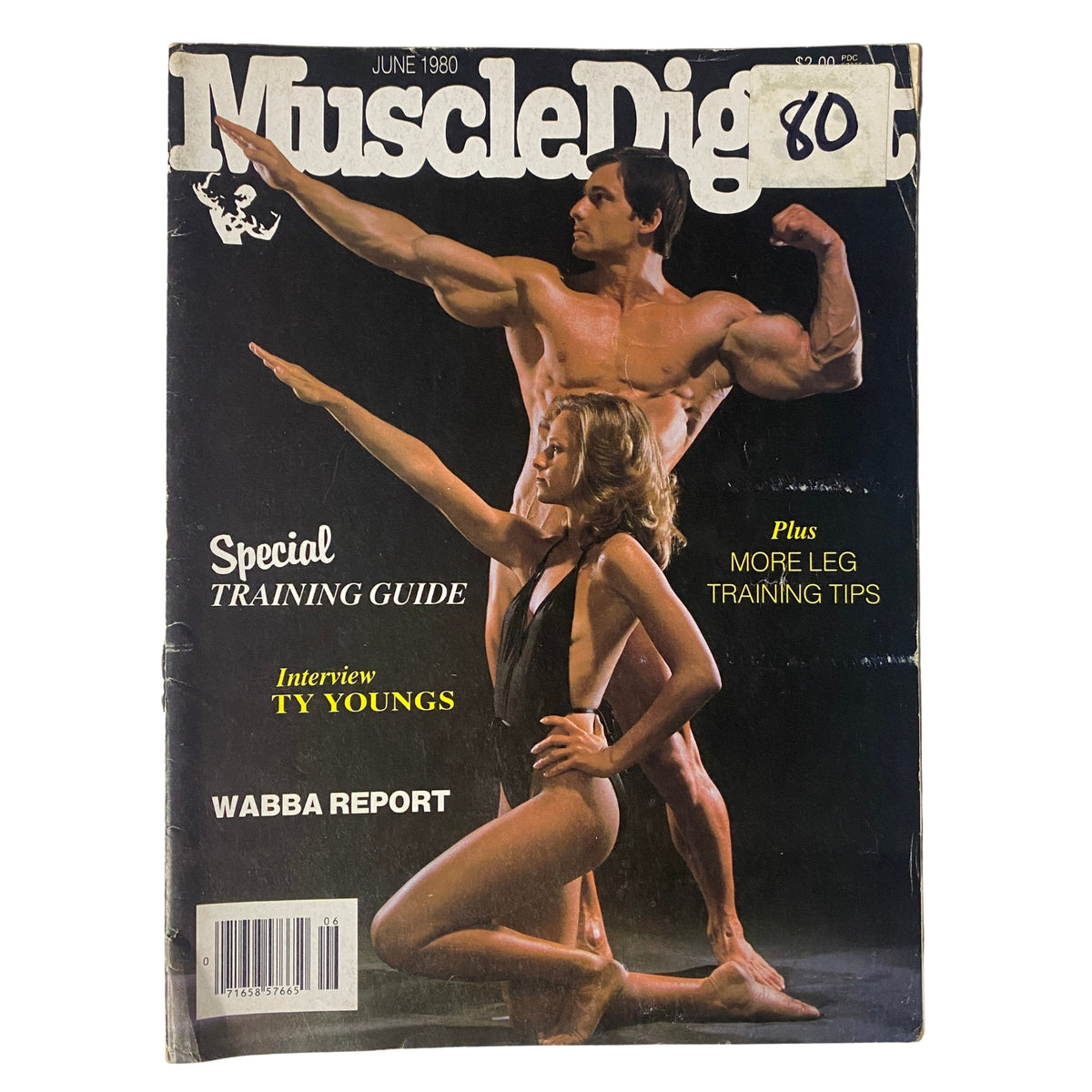 Cover of Muscle Digest Magazine June 1980 featuring Richard Baldwin and Nancy King in a dynamic pose, highlighting fitness and bodybuilding.