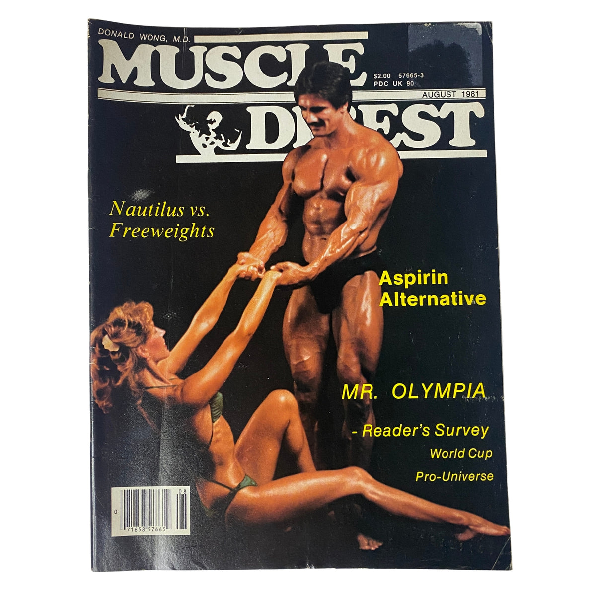 Cover of Muscle Digest Magazine August 1981 featuring Frank Calta and Suzanne Kosak, showcasing articles on bodybuilding, weight training, and fitness alongside a centerfold.