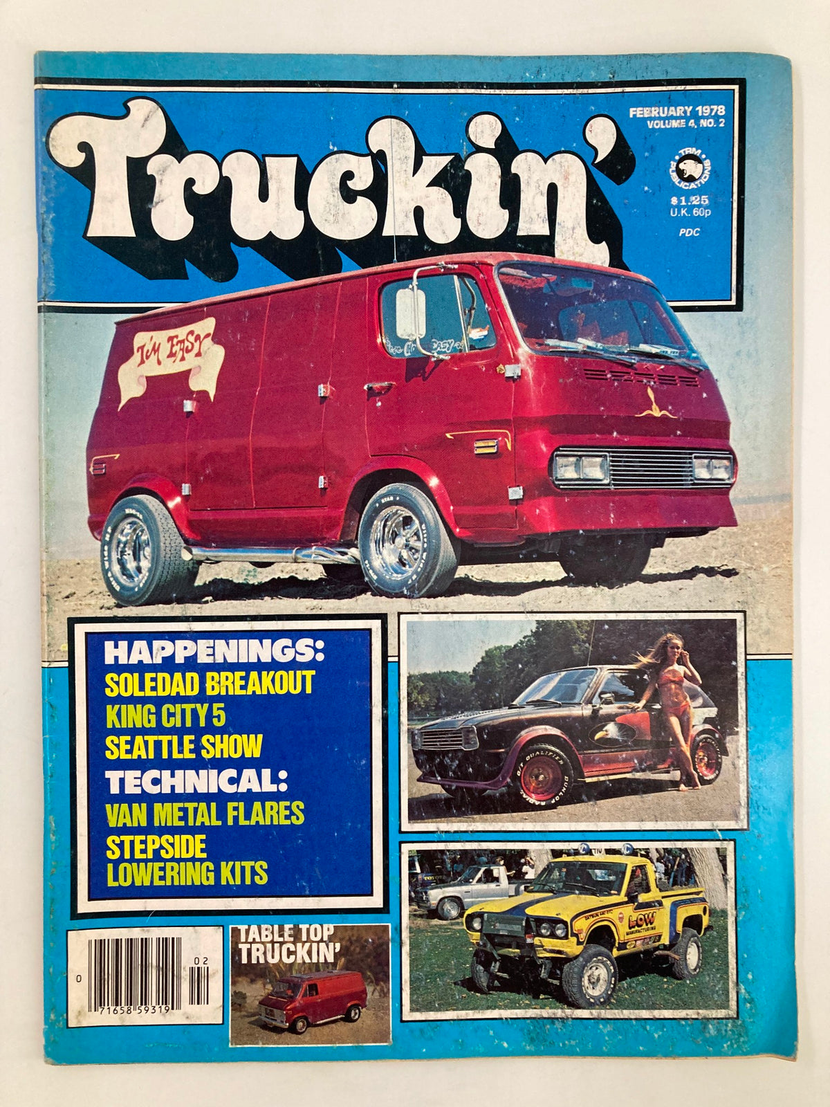 VTG Truckin Magazine February 1978 cover featuring a red van and highlights on Soledad Breakout, King City 5 Show, and technical features.