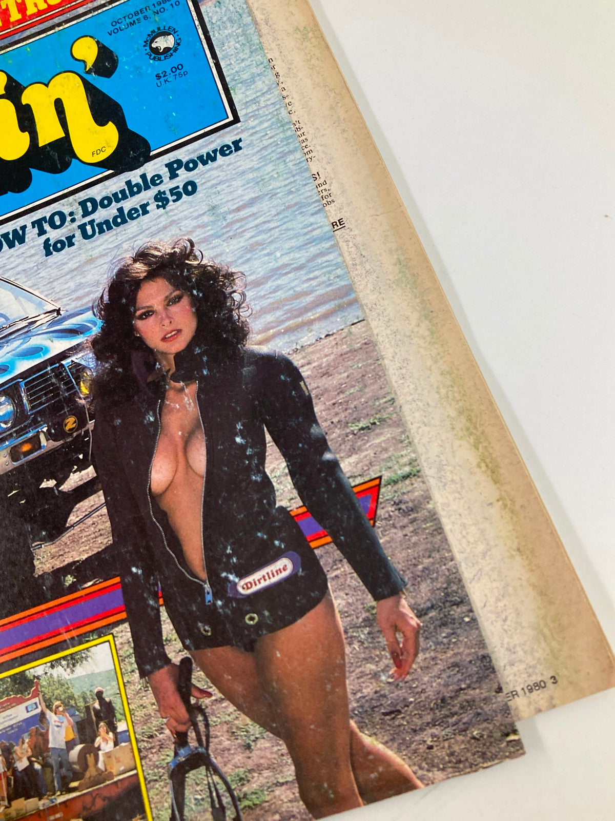 Another angle of the VTG Truckin Magazine October 1980 cover highlighting Debora Zullo as Driver of the Year with the truck's background.