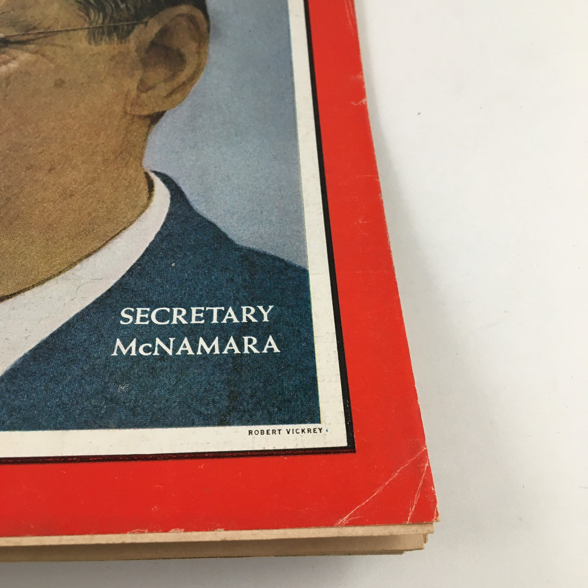 Cover detail of Time Magazine February 15, 1963, featuring a portrait of Secretary McNamara, highlighting his role in American weapons policy and diplomacy during the Cold War.