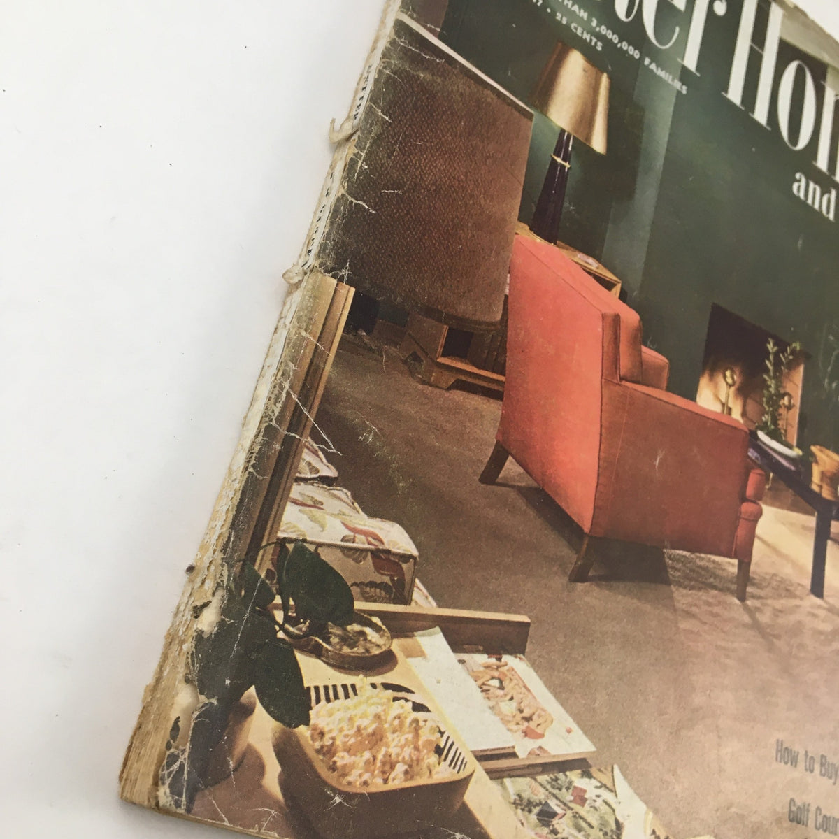 Side view of Better Homes & Gardens October 1947 magazine, displaying the vintage look and wear of its cover.