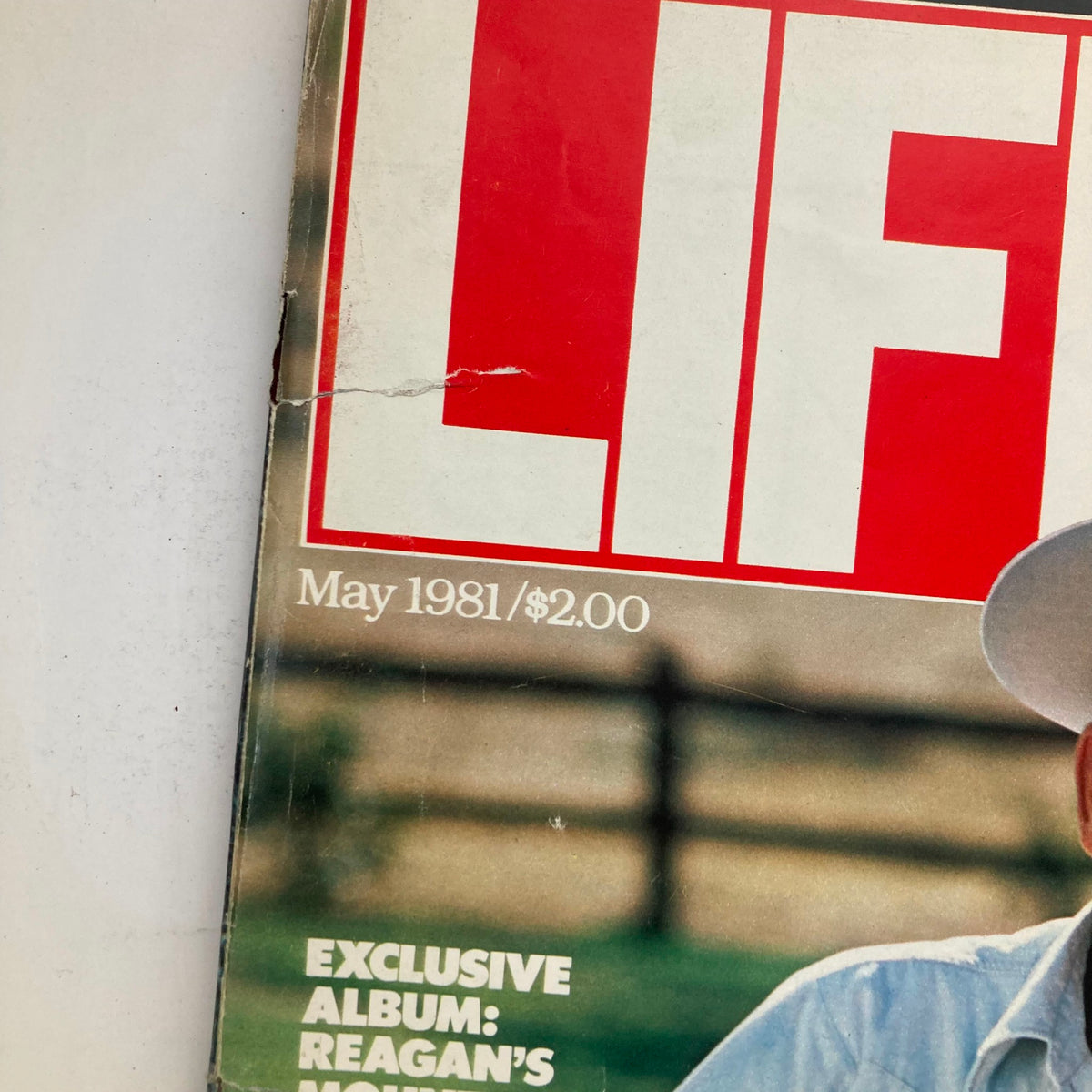 Close-up of Life Magazine May 1981 cover, Volume 4, Number 5, highlighting Ronald Reagan and the issue's focus on significant historical events.