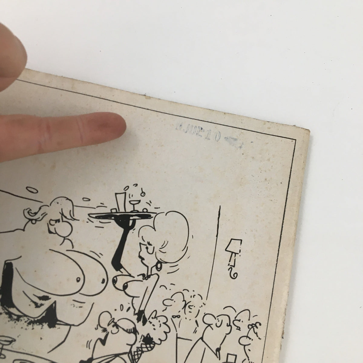 Detail of the back cover of Laugh Parade Magazine September 1969, illustrating a funny restaurant scene with playful characters and dialogue.