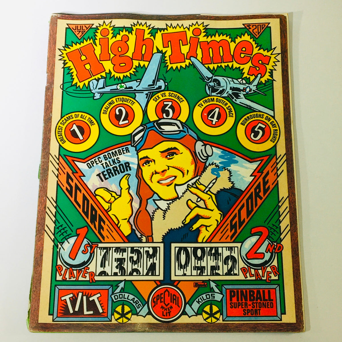 Cover of High Times Magazine July 1979 featuring Opec Bomber Talks Terror and Deal Etiquette, with colorful graphics and vintage design.