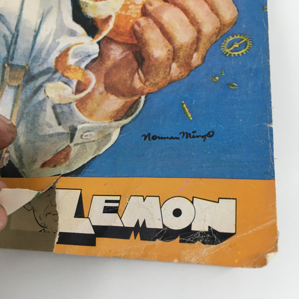Detail view of Mad Magazine June 1973 No. 159 cover, highlighting the prominently displayed word 'LEMON' beneath a whimsical lemon illustration.