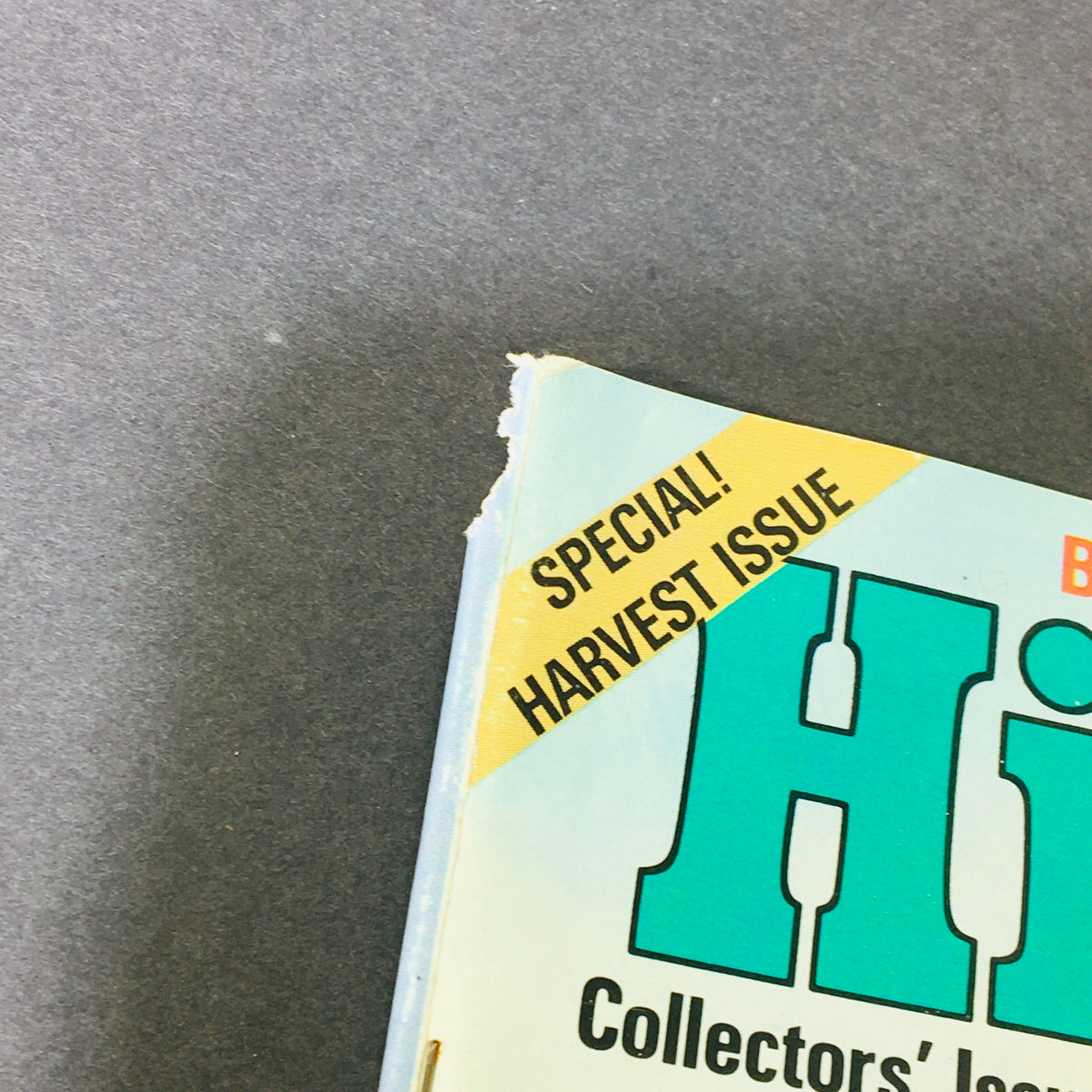 Close-up view of the VTG High Times Magazine Collector's Issue 1974, highlighting the special harvest issue banner and slight wear on the cover.