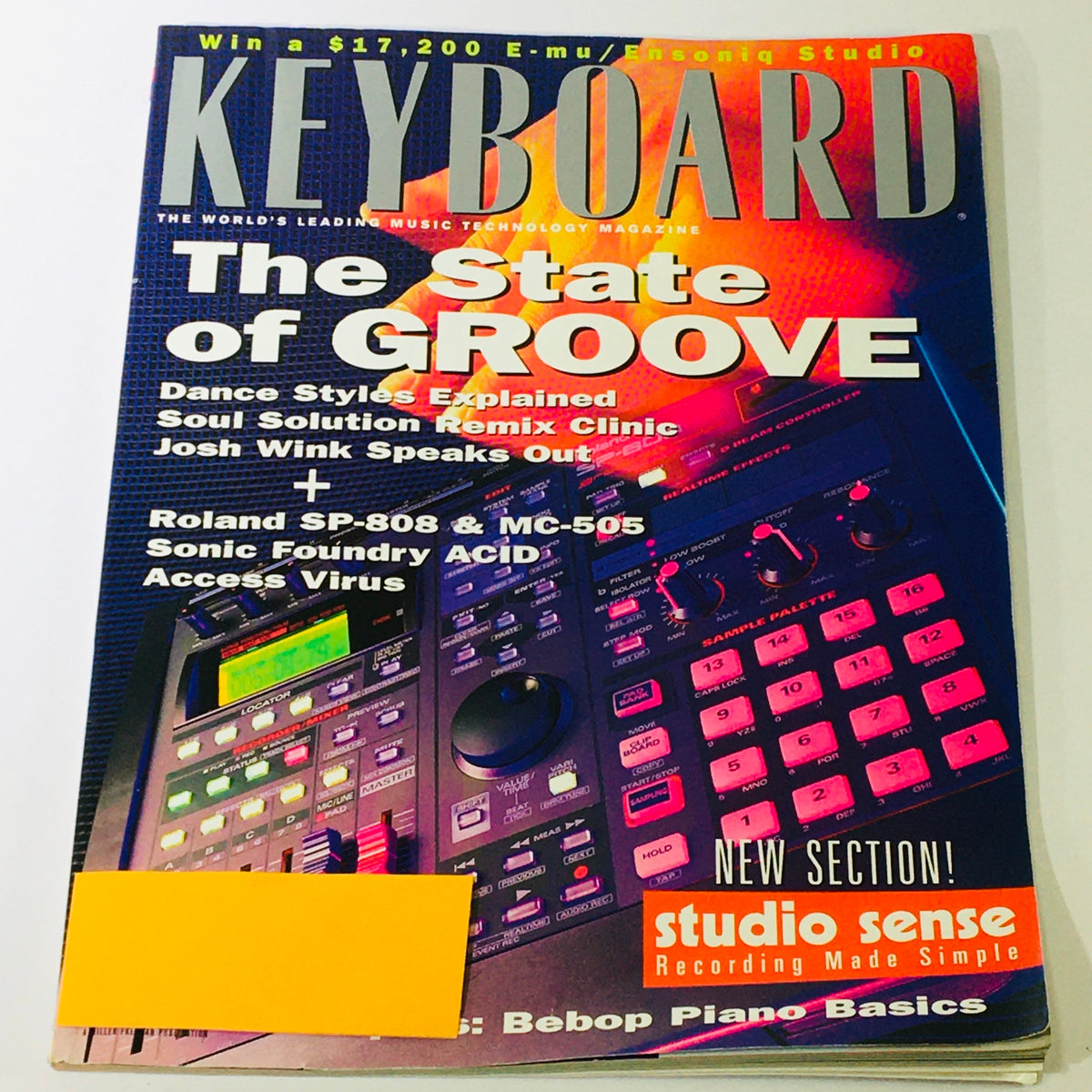 Cover of Keyboard Magazine October 1998 featuring the title 'Keyboard Magazine October 1998 - Roland SP-808 & MC-505 Plus Sonic Foundry ACID', showcasing electronic music gear and articles on dance music, remixing, and music technology.