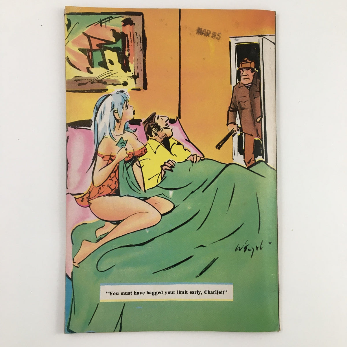 Cover illustration of the VTG Cartoon Carnival July 1971 Vol. 9 No. 4 Charlton Joke Magazine, featuring a humorous scene with characters in bed and a visitor entering the room.