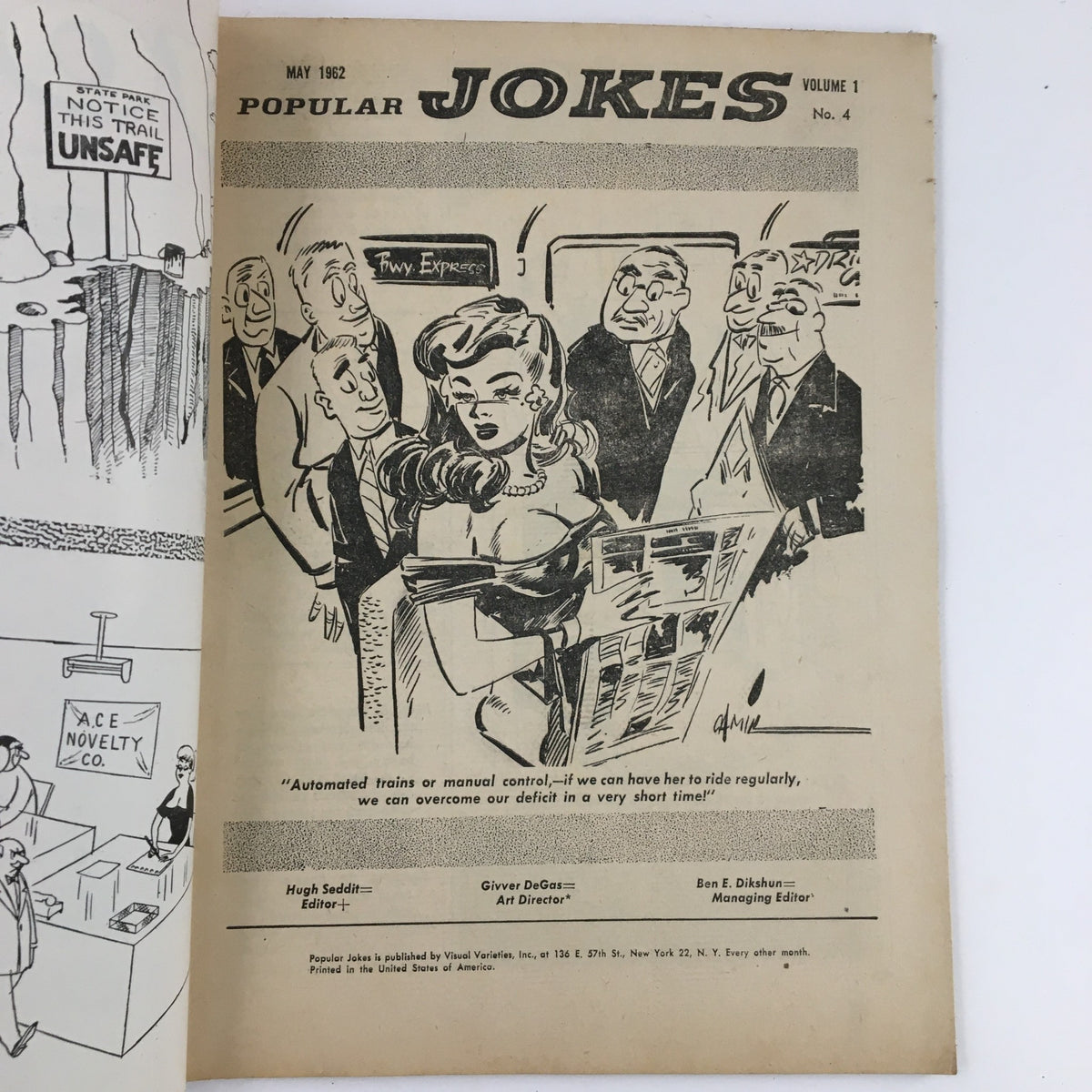 Interior page of Popular Jokes Magazine May 1962 Vol. 1 No. 4 - The Sweet Mystery of Life featuring a comic illustration and magazine details.
