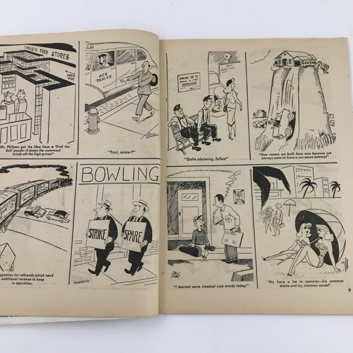 Spread of pages in Popular Jokes Magazine May 1962 Vol. 1 No. 4 - The Sweet Mystery of Life displaying various vintage cartoons and jokes.