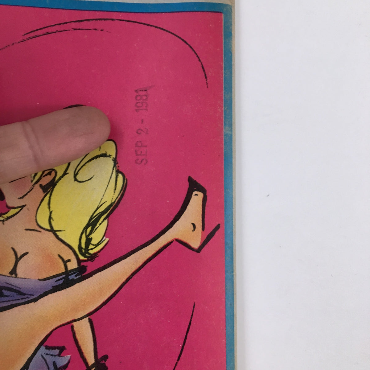 Detail shot of the cover of Cartoon Carnival Magazine September 1981, highlighting the date stamp 'SEP 2 - 1981', emphasizing its status as a vintage collectible.
