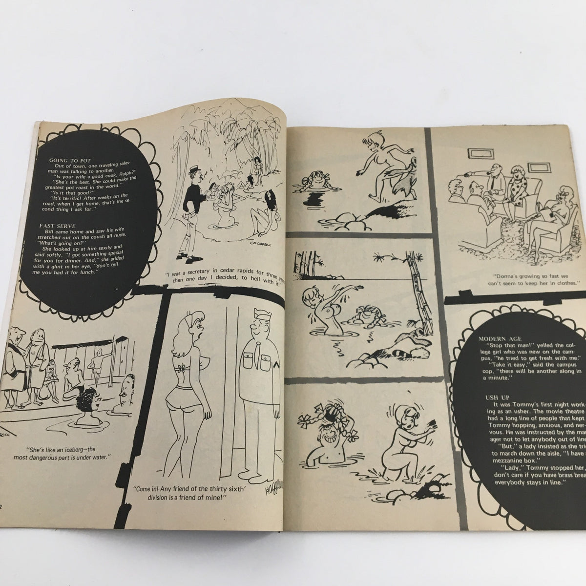 Cartoons & Laughs August 1971 Vol. 10 No. 4 Naked In The Shadows & Real Gone, depicting humorous comic panels with characters engaging in playful scenarios.