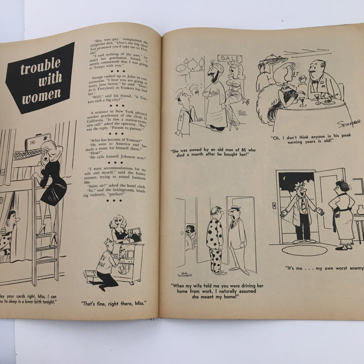 Page from Laugh Parade September 1964 Vol. 4 No. 5, illustrating a comic strip focused on 'Trouble with Women' humor.
