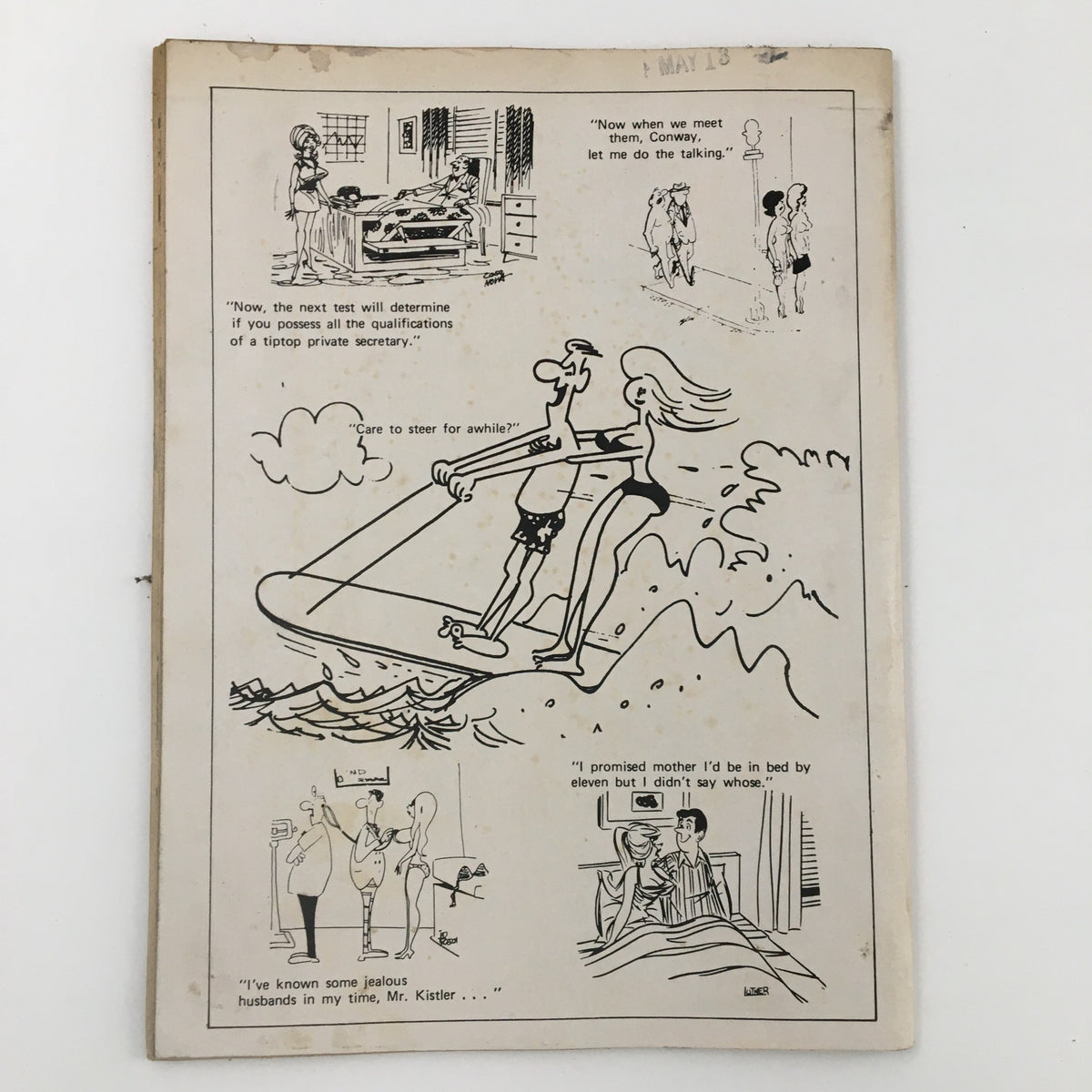 Cartoon illustrations from Laugh Parade Magazine July 1970 Vol. 10 No. 4 featuring humor related to Western themes, showcasing characters and comedic situations.