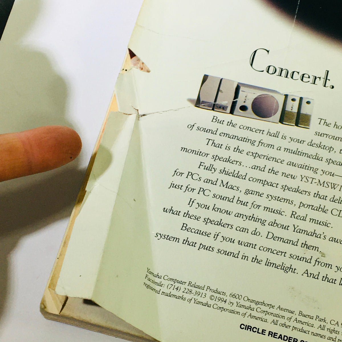 Back cover detail of Keyboard Magazine, December 1994, showing a product advertisement and wear indicators, reflecting the vintage condition of this collectible magazine.