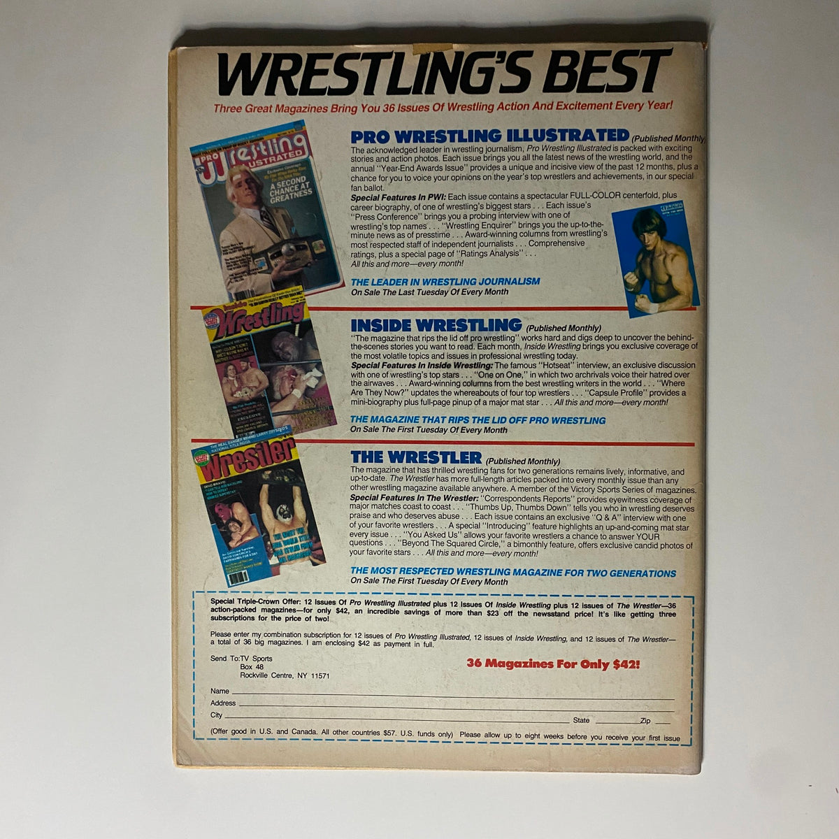 Vintage Sports Review Wrestling Magazine November 1985 Fabulous Freebirds No Label
