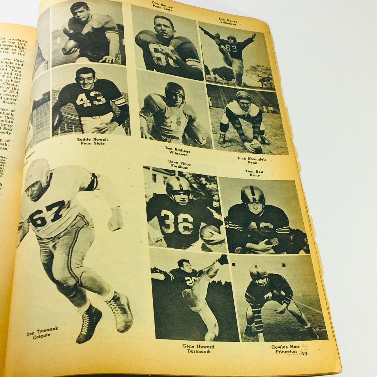 VTG Illustrated Football Annual Magazine 1952 featuring images of famous football players such as Buddy Howell and Jack Shanelec, representing the golden age of football.