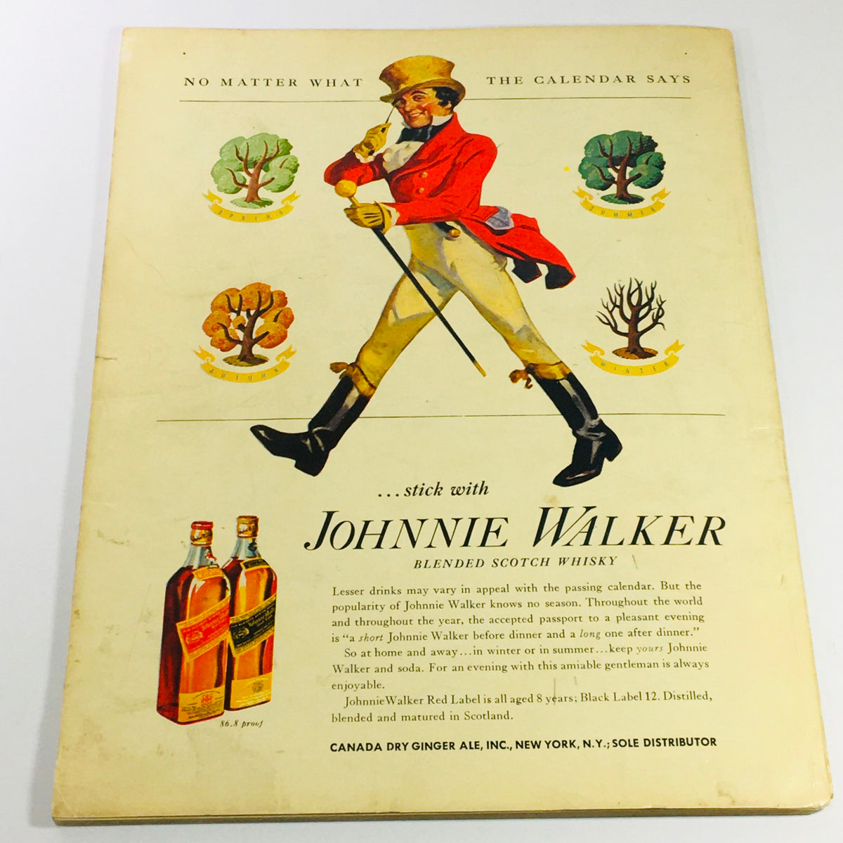 VTG Illustrated Football Annual Magazine 1937 vintage advertisement for Johnnie Walker Scotch Whisky.