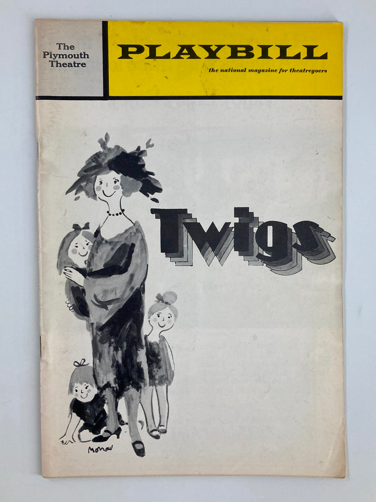 1972 Playbill featuring the cover of Twigs, a play by George Furth, showcasing Sada Thompson and illustrations, from The Plymouth Theatre.