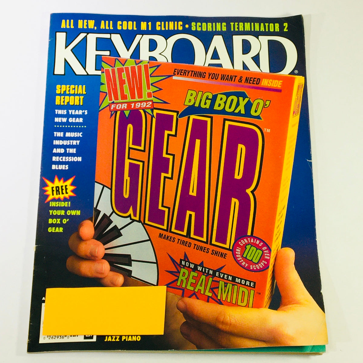 Keyboard Magazine April 1992 cover featuring the special report on the music industry and recession blues, showcasing vibrant graphics and bold typography.