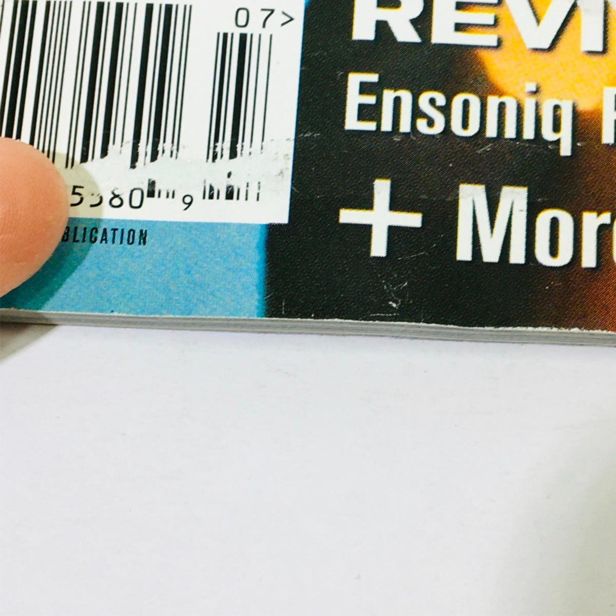 Close-up view of the barcode and publication details on the cover of Keyboard Magazine July 1998, featuring Madonna and William Orbit making the Ray of Light CD.