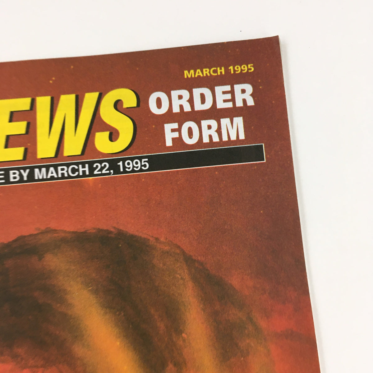 Previews Order Form March 1995 Vol. V No. 3 featuring Star Trek: The Ashes of Eden, showcasing vibrant cover art and order details.