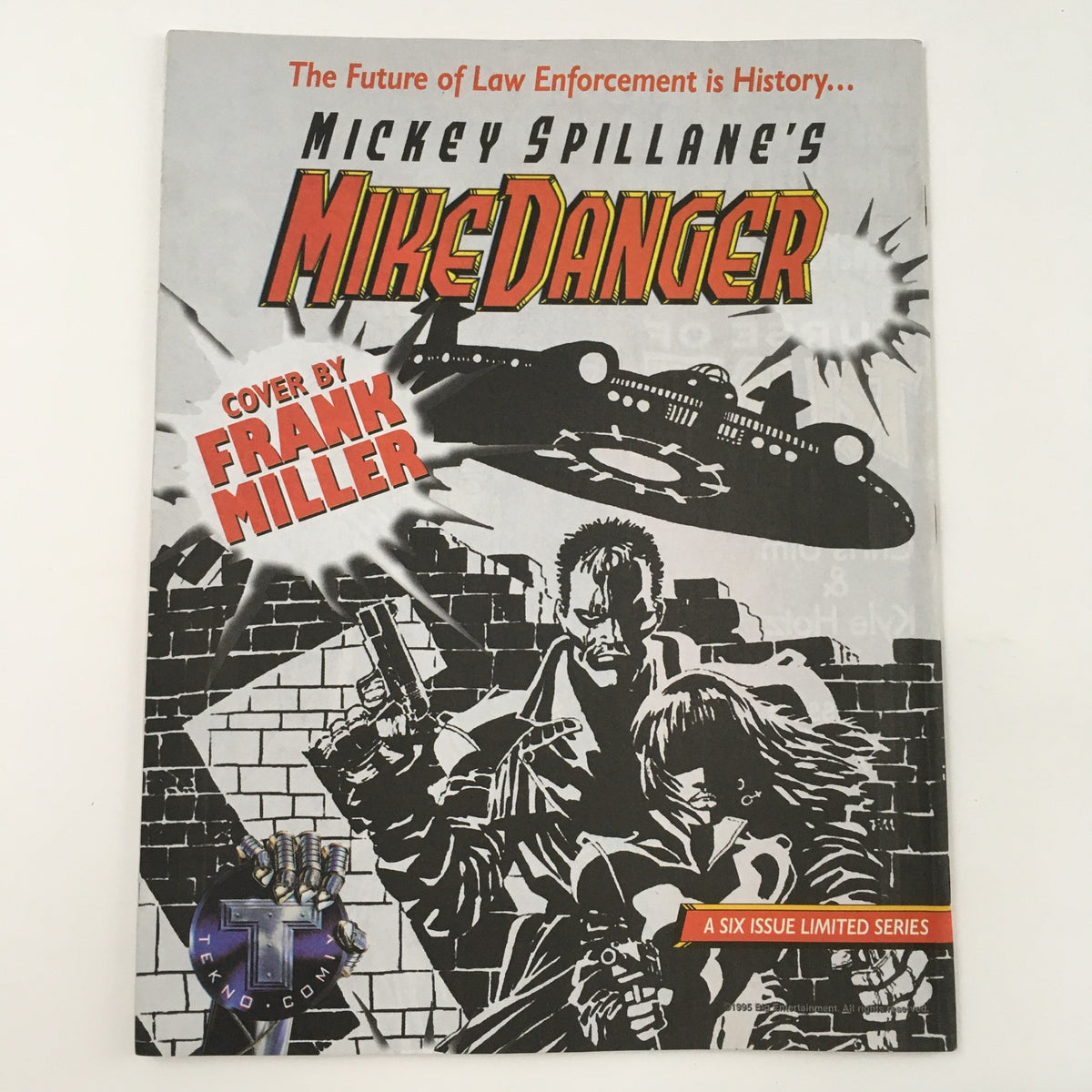 Cover of Mickey Spillane's Mike Danger, highlighted in Previews Order Form March 1995 Vol. V No. 3, with art by Frank Miller.
