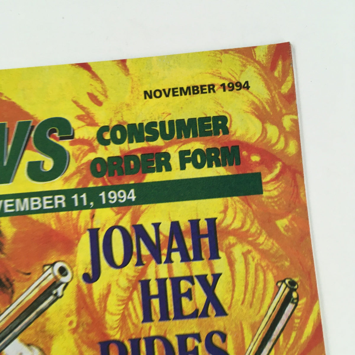 Close-up of the November 1994 Previews Consumer Order Form emphasizing the Jonah Hex Rides Again title and order details.