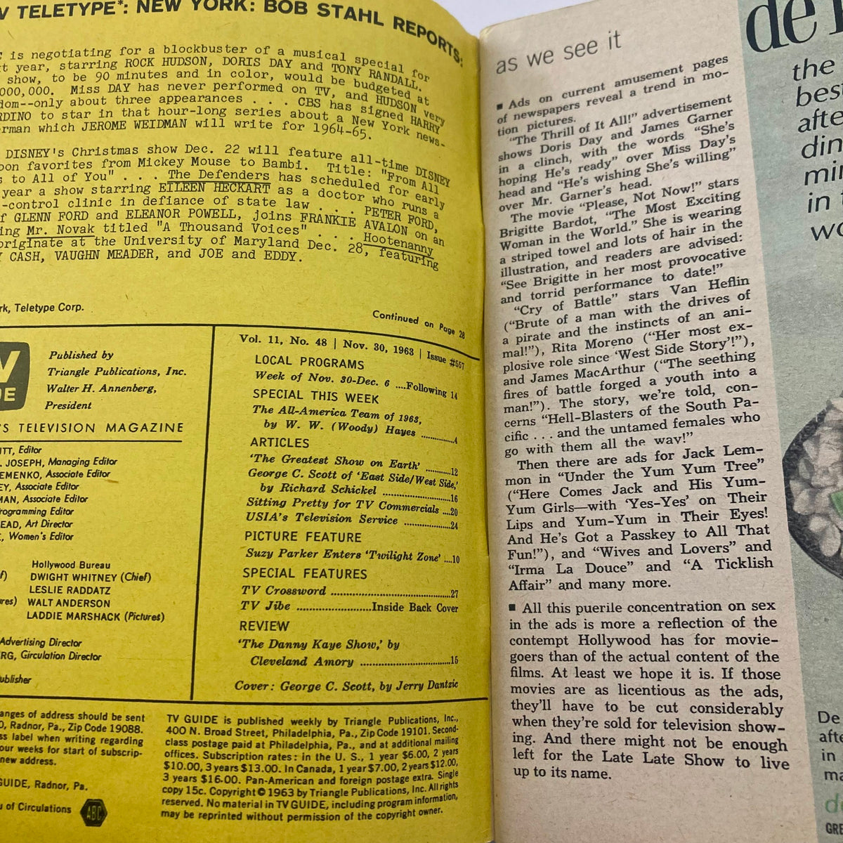Interior page of TV Guide Magazine June 4 1960, detailing local TV listings and features from the era.