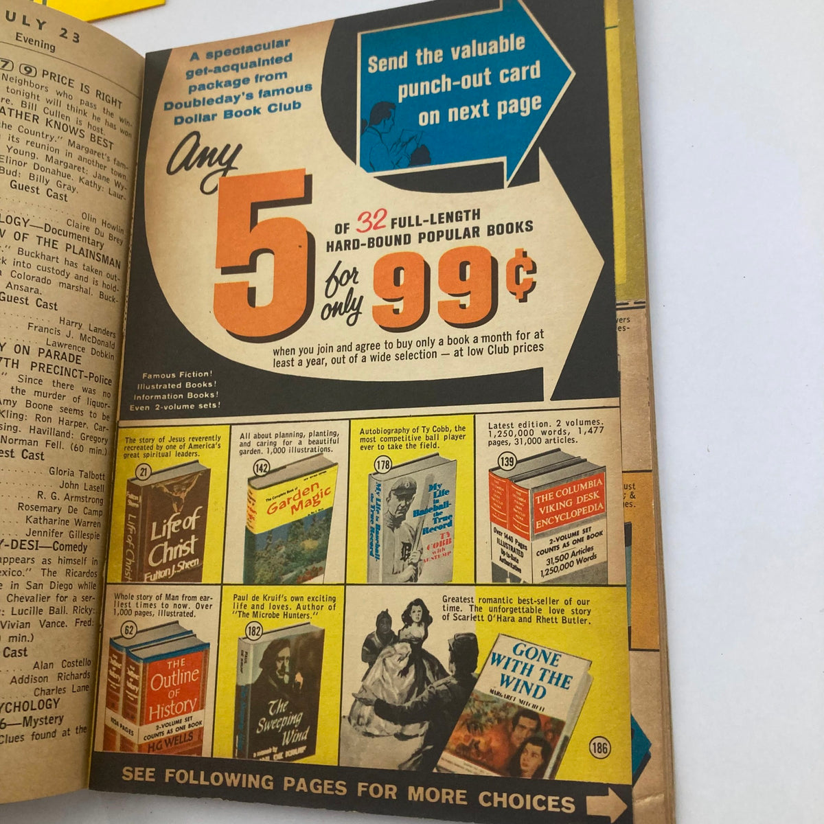Advertisement page from TV Guide Magazine July 21 1962 #486 promoting book club memberships and showcasing popular titles.