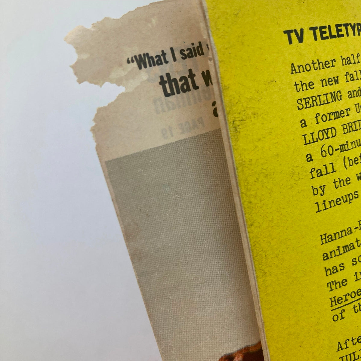 Back cover of TV Guide Magazine April 3 1965 #627 showing minor wear and an article excerpt, highlighting the vintage condition of this collectible.