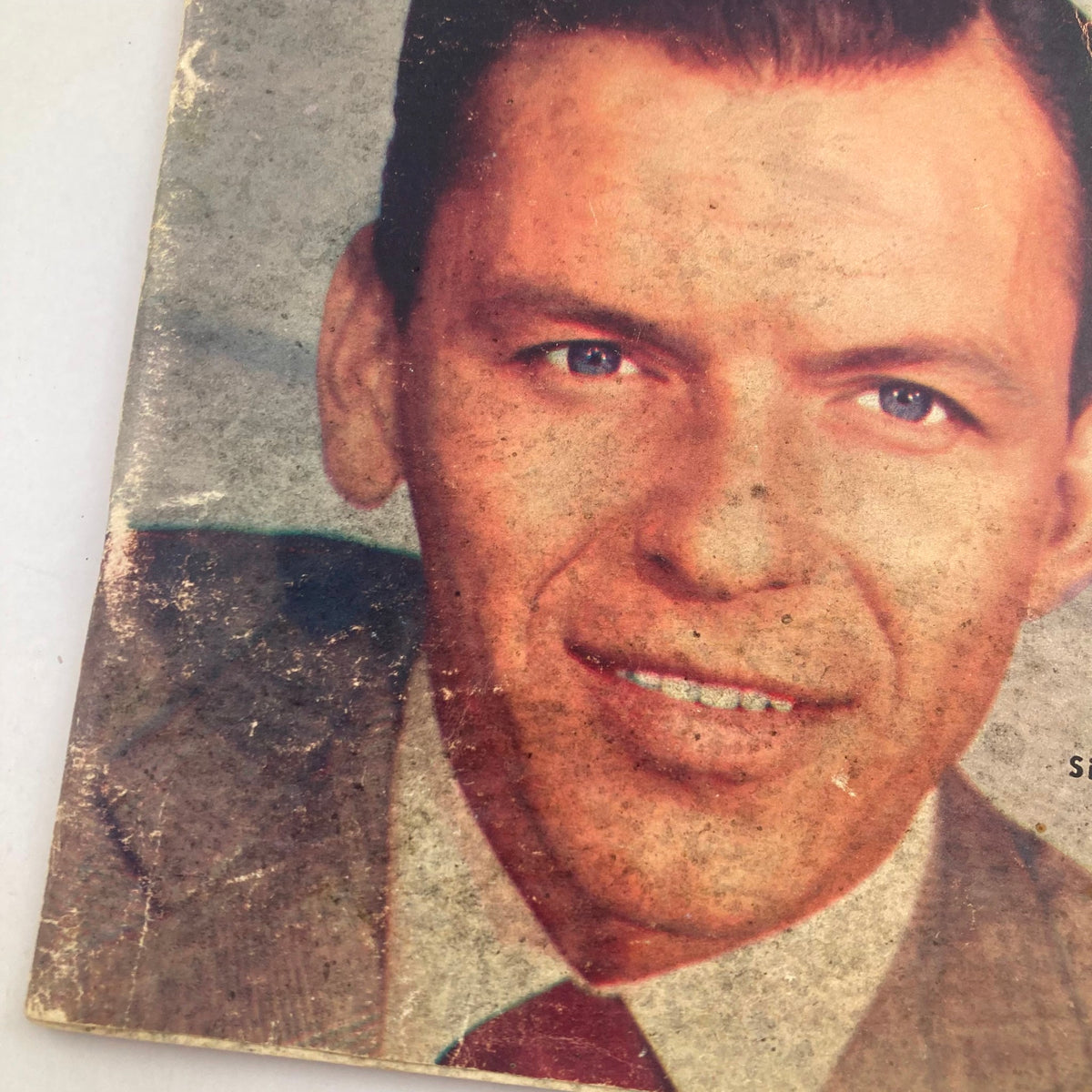 Close-up of the cover of TV Guide Magazine May 14 1954 featuring Frank Sinatra, emphasizing his image and the magazine's nostalgic appeal.