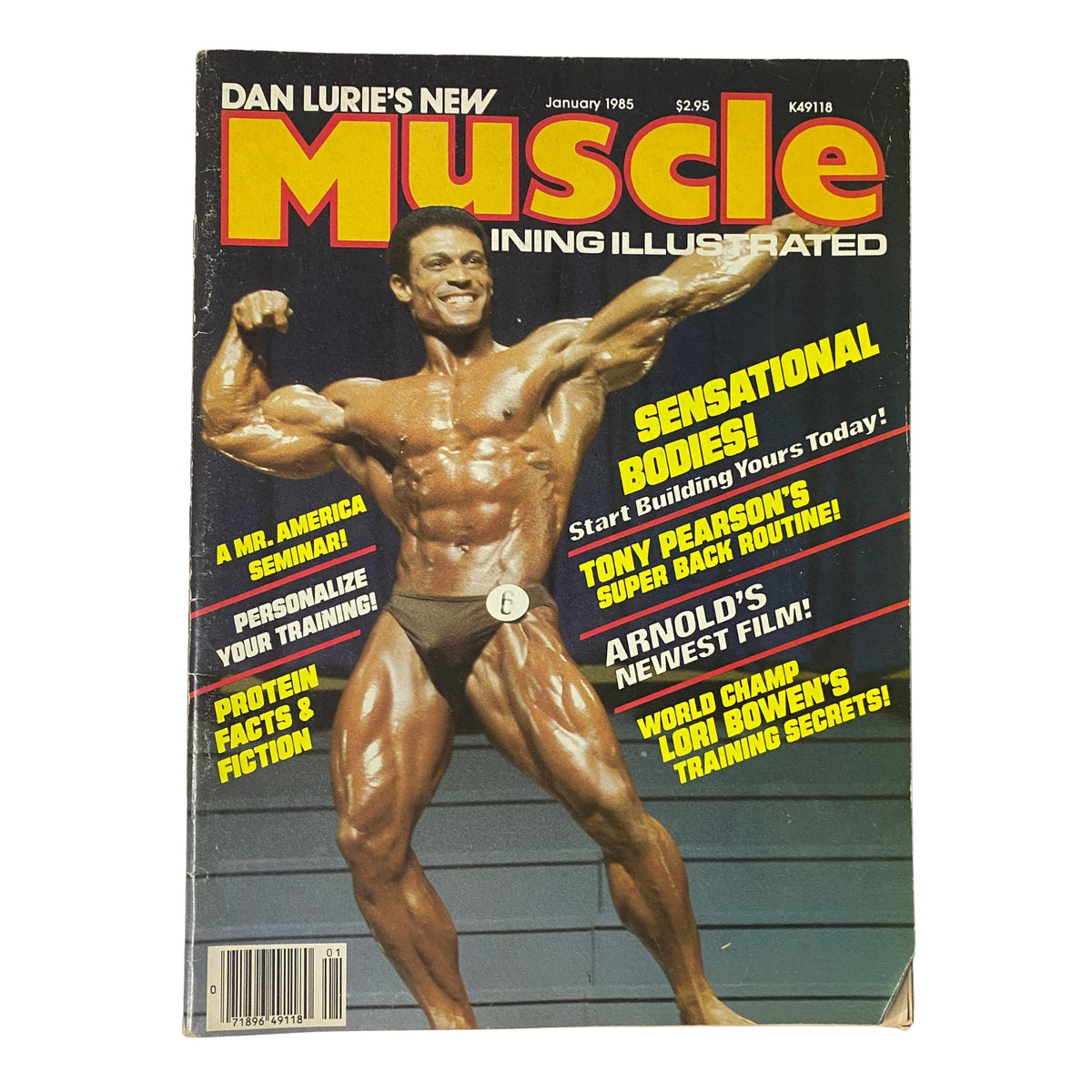Cover of Muscle Training Illustrated January 1985 No. 119 featuring Mohamed Makkawy showcasing his physique.