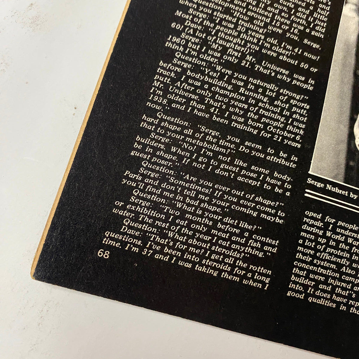 Close-up of a page from Muscle Training Illustrated June 1980 detailing interview content with bodybuilding insights and experiences shared by various athletes.