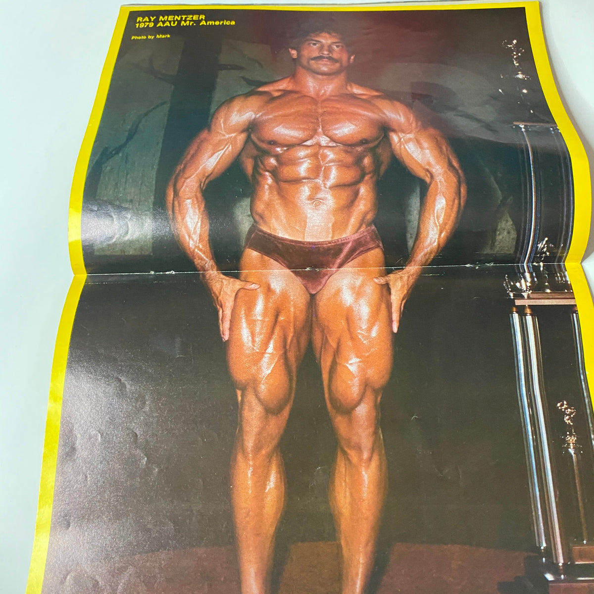 Centerfold of Ray Mentzer from Muscle Training Illustrated January 1980, displaying his impressive physique as the 1979 AAU Mr. America, captured in a dramatic pose.
