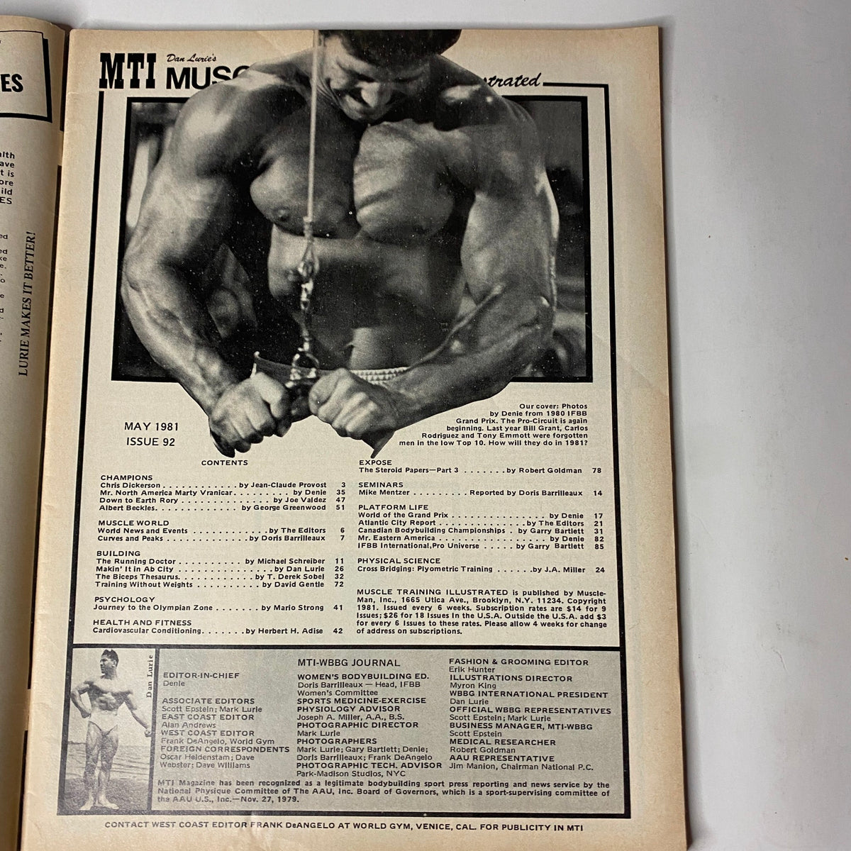 Interior page of Muscle Training Illustrated May 1981 displaying muscle training contents with a focus on bodybuilding training techniques.