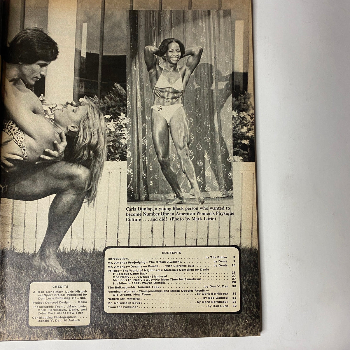 Muscle Training Illustrated 1982 Vol 2 Timothy Belknap centerfold featuring Carla Dunlap, a prominent figure in American Women’s Physique Culture.