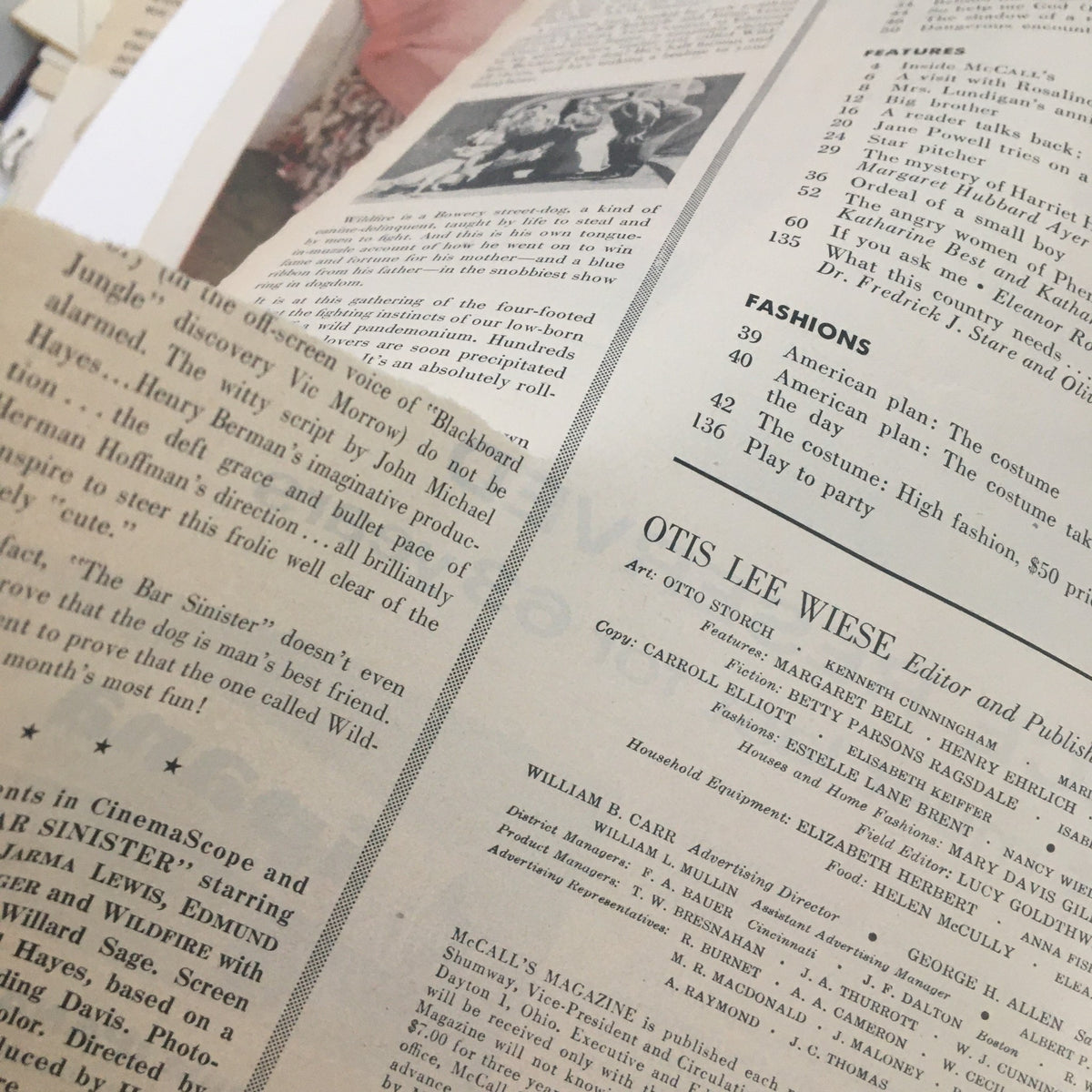 Text page of McCall's Magazine September 1955 featuring an article layout, including the editor's note and various sections, highlighting the magazine's diverse content and historical significance.