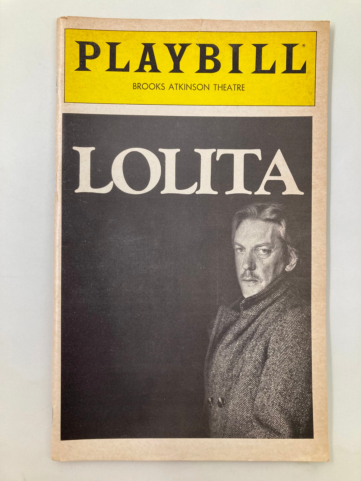 1981 Playbill featuring Donald Sutherland in Lolita at the Brooks Atkinson Theatre. The cover showcases Donald Sutherland in a dramatic pose, highlighting the theatrical significance of this historical performance.