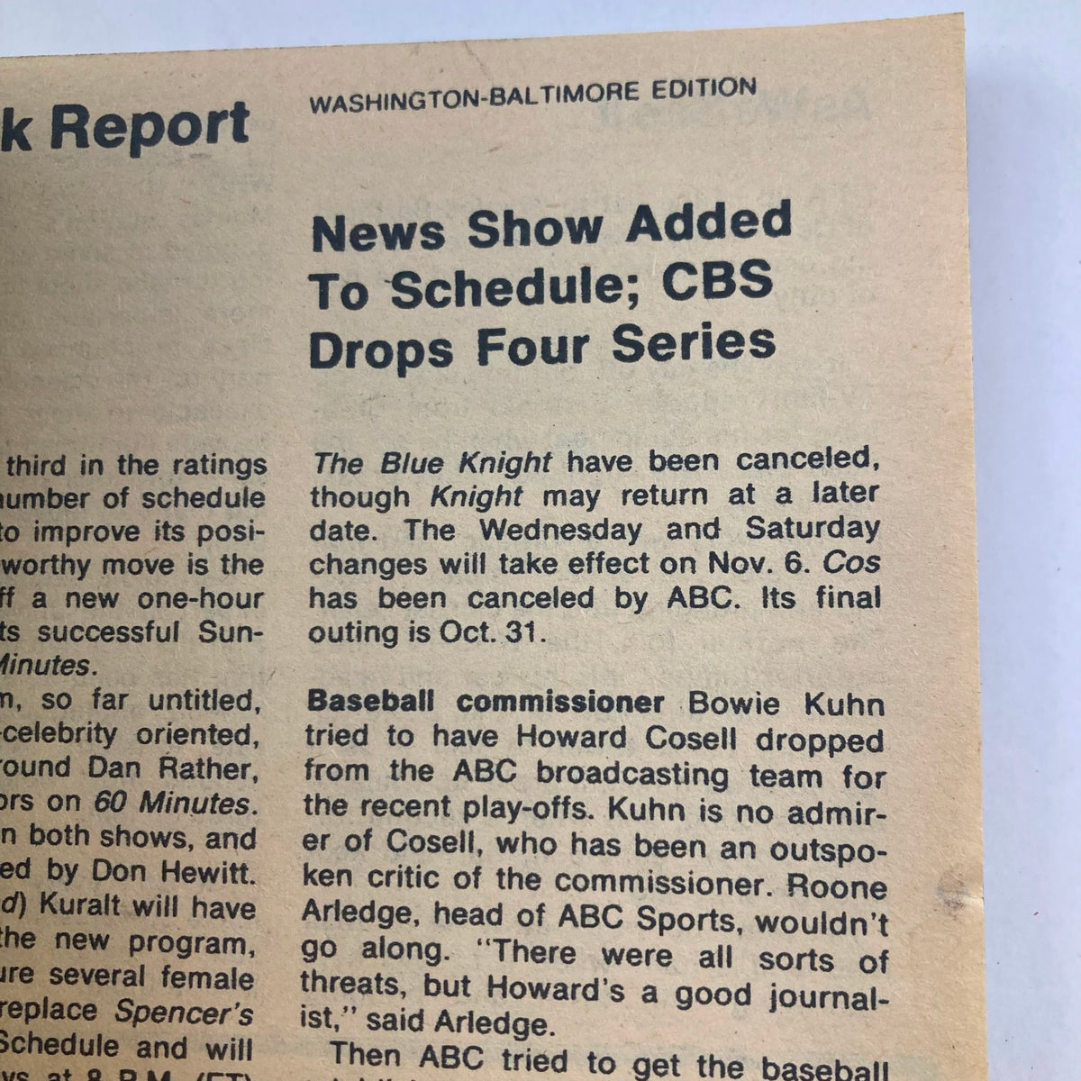 TV Guide Magazine October 30 1976, issue #1231, highlighting CBS dropping shows and the addition of new programming.